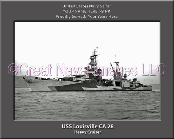 USS Louiseville CA 28 Personalized Navy Ship Photo Printed on Canvas