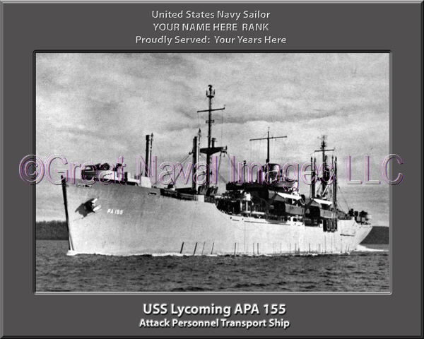 USS Lycoming APA 155 Personalized Ship Photo on Canvas