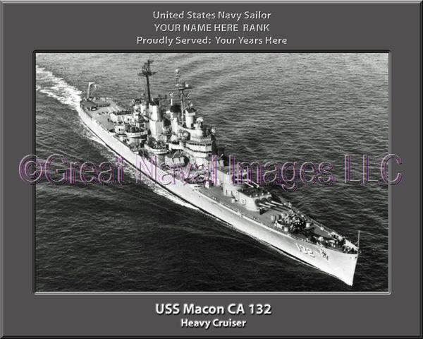 USS Macon CA 132 Personalized Navy Ship Photo Printed on Canvas
