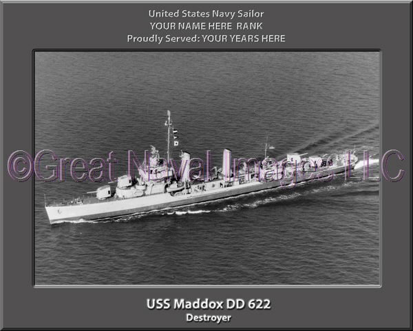 USS Maddox DD 622 Personalized Navy Ship Photo