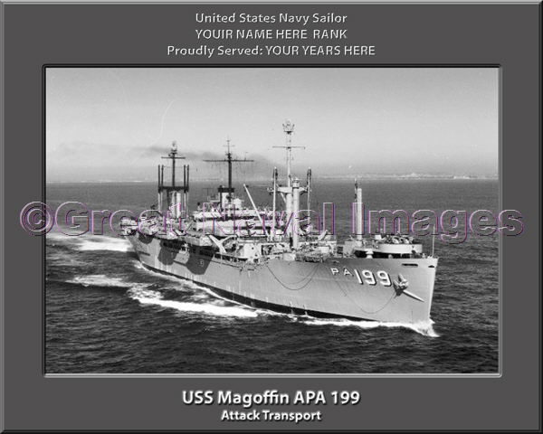 USS Magoffin APA 199 Personalized Ship Photo on Canvas