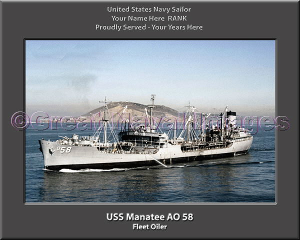 USS Manatee AO 58 Personalized Navy Ship Photo