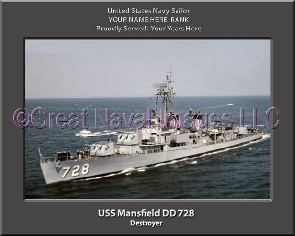 USS Mansfield DD 728 Personalized Navy Ship Photo