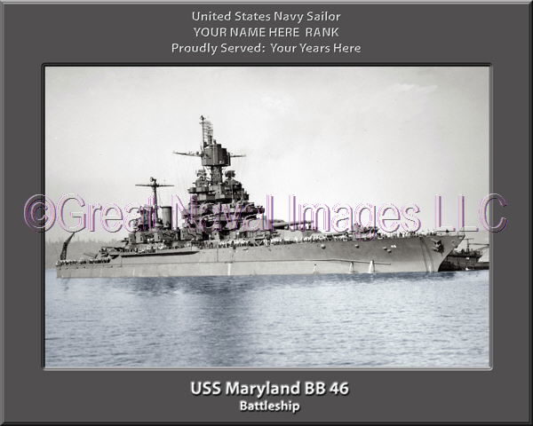 USS Maryland BB 46 Personalized Photo on Canvas