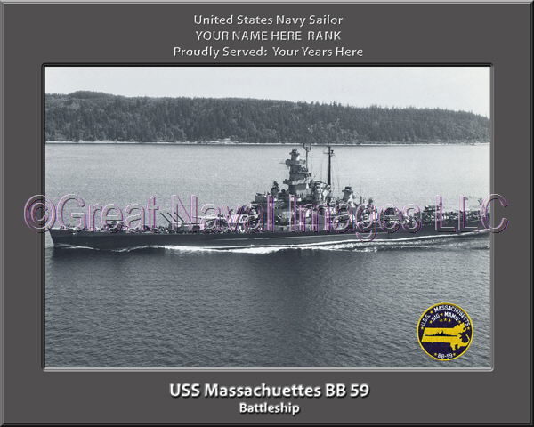 USS Massachuettes BB 59 Personalized Photo on Canvas