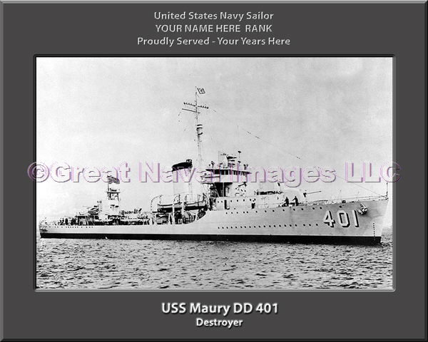 USS Maury DD 401 Personalized Navy Ship Photo