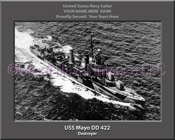 USS Mayo DD 422 Personalized Navy Ship Photo