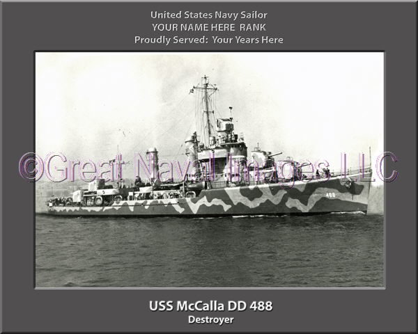 USS McCalla DD 488 Personalized Navy Ship Photo