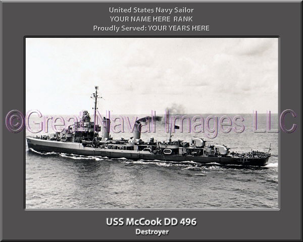 USS McCook DD 496 Personalized Navy Ship Photo
