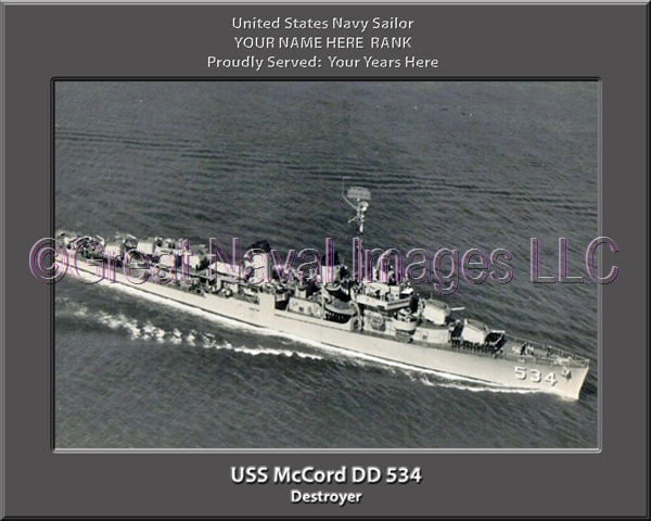 USS McCord DD 534 Personalized Navy Ship Photo