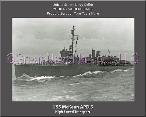 USS McKean APD 5 Personalized Navy Ship Photo