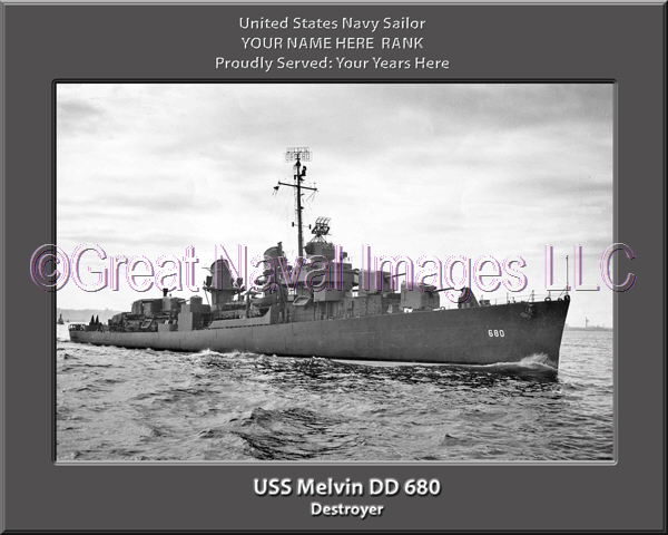 USS Melvin DD 680 Personalized Navy Ship Photo