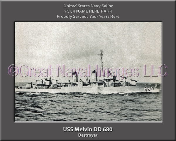 USS Melvin DD 680 Personalized Navy Ship Photo