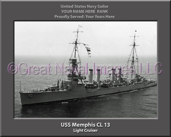 USS Memphis CL 13 Personalized Navy Ship Photo Printed on Canvas