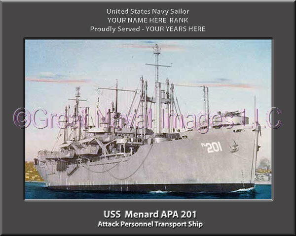 USS Menard APA 201 Personalized Ship Photo on Canvas