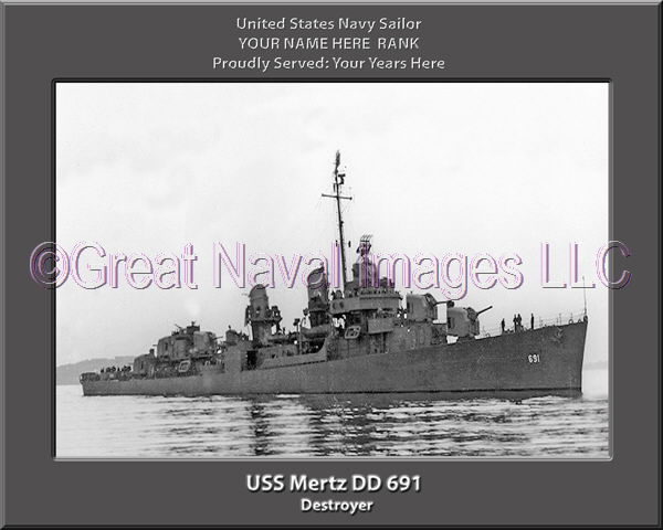 USS Mertz DD 691 Personalized Navy Ship Photo