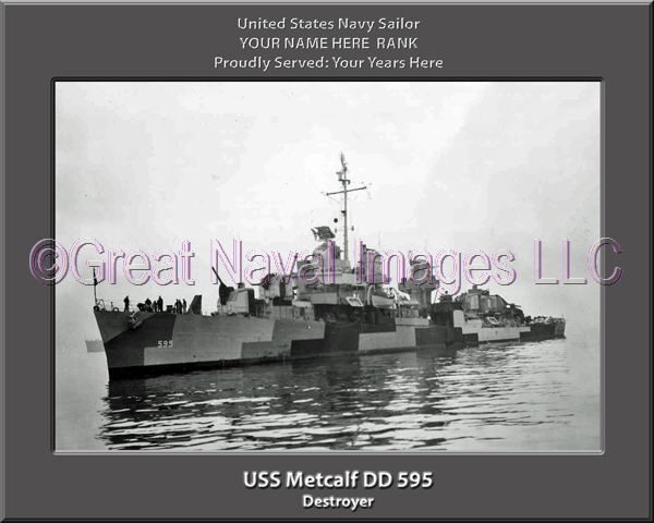 USS Metcalf DD 595 Personalized Navy Ship Photo