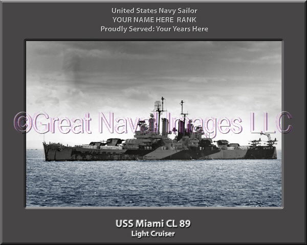 USS Miami CL 89 Personalized Navy Ship Photo Printed on Canvas