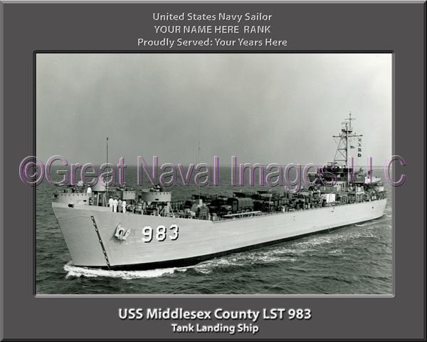 USS Middlesex County LST 983 Personalized Navy Ship Photo