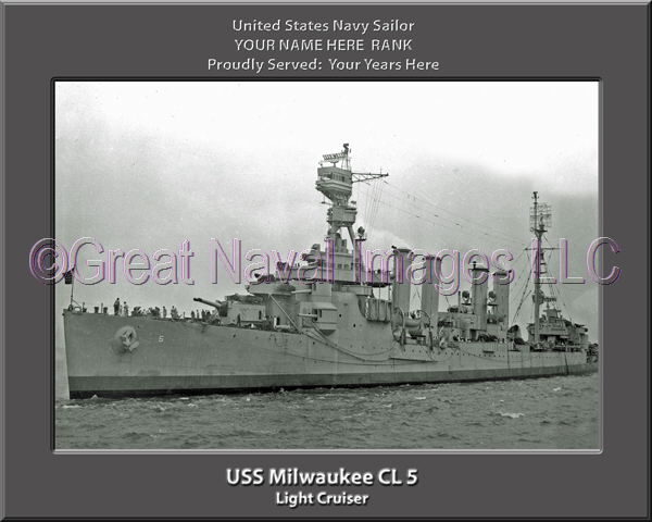 USS Milwaukee CL 5 Personalized Navy Ship Photo Printed on Canvas