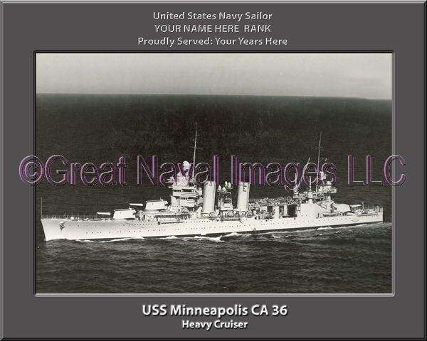 USS Minneapolis CA 36 Personalized Navy Ship Photo Printed on Canvas