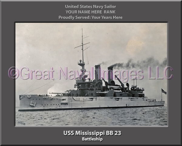 USS Mississippi BB 23 Personalized Photo on Canvas