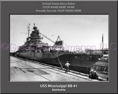 USS Mississippi BB 41 Personalized Photo on Canvas