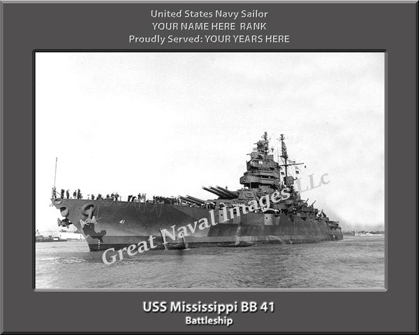 USS Mississippi BB 41 Personalized Photo on Canvas