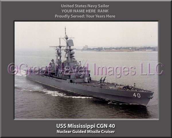 USS Mississippi CGN 40 Personalized Navy Ship Photo Printed on Canvas