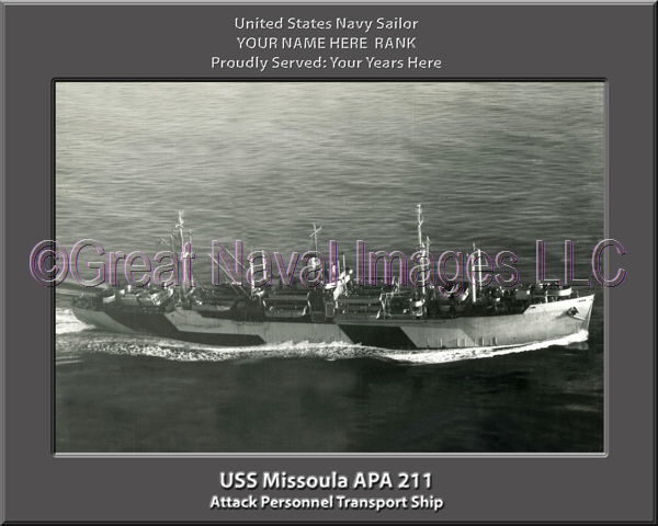 USS Missoula APA 211 Personalized Ship Photo on Canvas