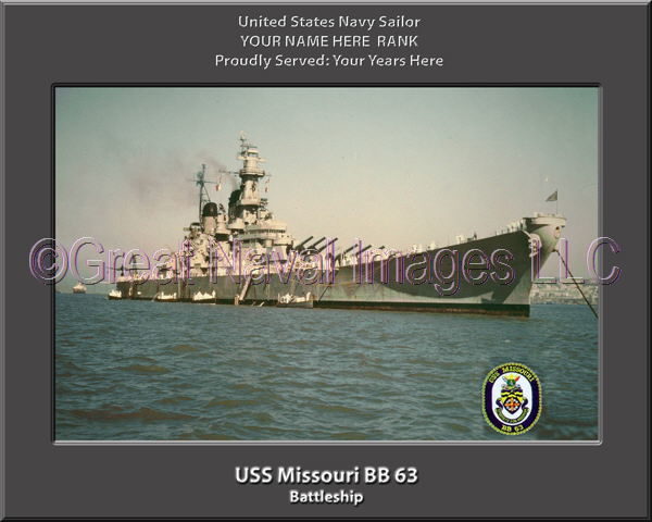 USS Missouri BB 63 Personalized Photo on Canvas