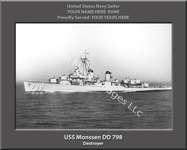 USS Monssen DD 798 Personalized Navy Ship Photo