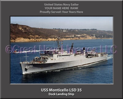 USS Monmticello LSD 35 Personalized Navy Ship Photo