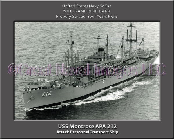 USS Montrose APA 212 Personalized Ship Photo on Canvas