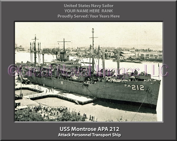 USS Montrose APA 212 Personalized Ship Photo on Canvas