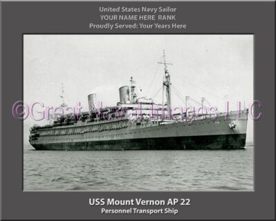 USS Mount Vernon AP 22 Personalized Ship Photo on Canvas