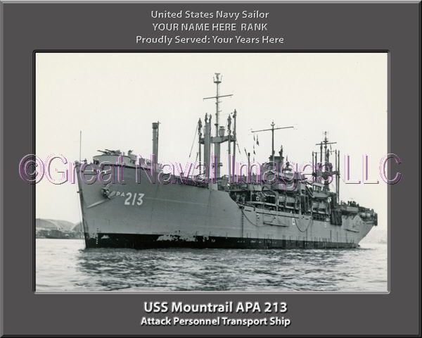 USS Mountrail APA 213 Personalized Ship Photo on Canvas