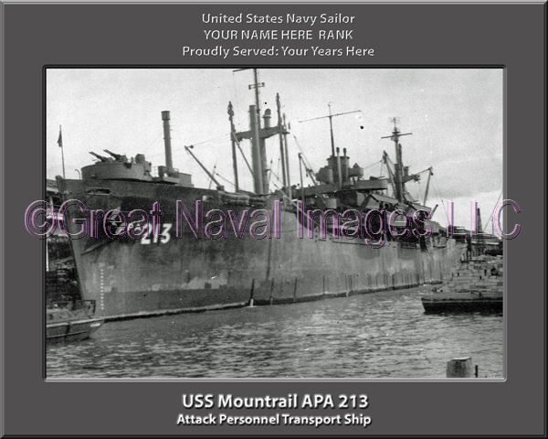 USS Mountrail APA 213 Personalized Ship Photo on Canvas