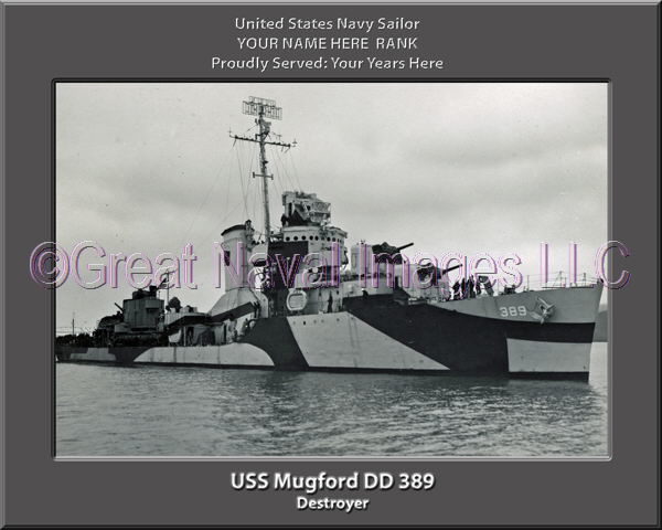 USS Mugford DD 389 Personalized Navy Ship Photo