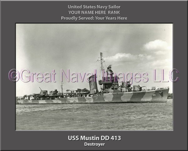 USS Mustin DD 413 Personalized Navy Ship Photo