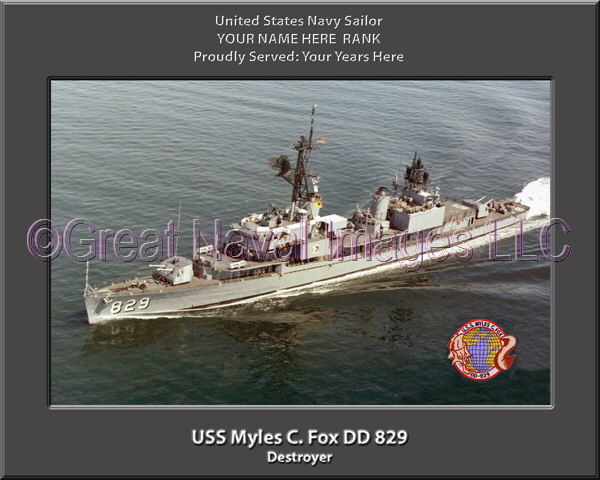 USS Myles C Fox DD 829 Personalized Navy Ship Photo