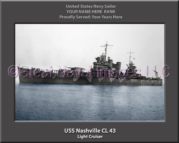 USS Nashville CL 43 Personalized Navy Ship Photo Printed on Canvas