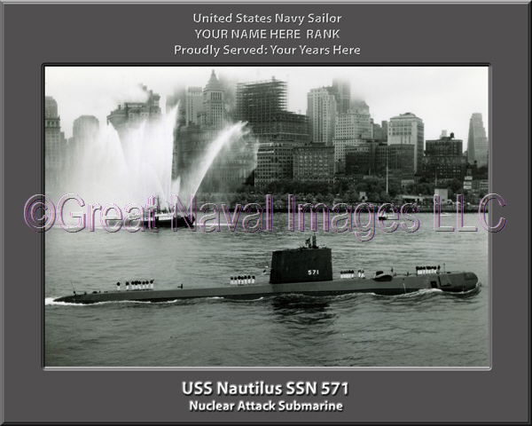 USS Nautilius SSN 571 Personalized Photo on Canvas