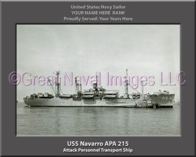 USS Navarro APA 215 Personalized Ship Photo on Canvas