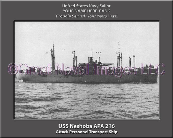 USS Neshoba APA 216 Personalized Ship Photo on Canvas