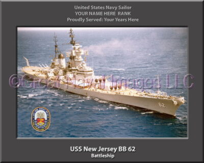 USS New Jersey BB 62 Personalized Photo on Canvas