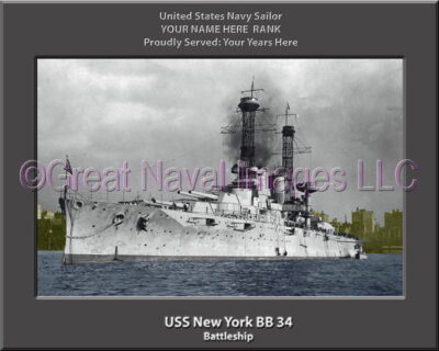 USS New York BB 34 Personalized Photo on Canvas