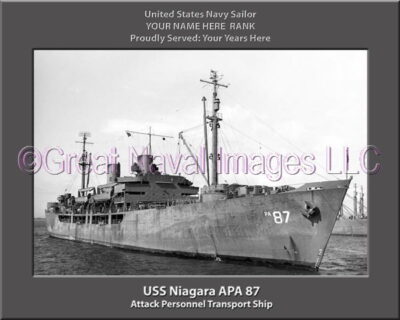 USS Niagara APA 87 Personalized Ship Photo on Canvas
