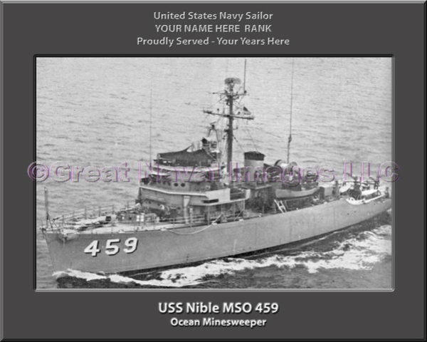 USS Nible MSO 459 Personalized Photo on Canvas