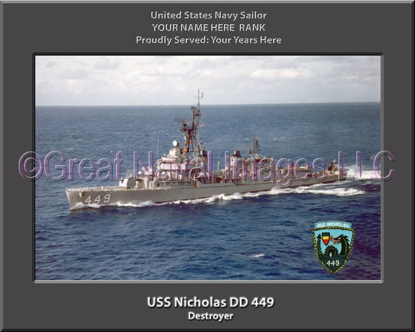 USS Nicholas DD 449 Personalized Navy Ship Photo